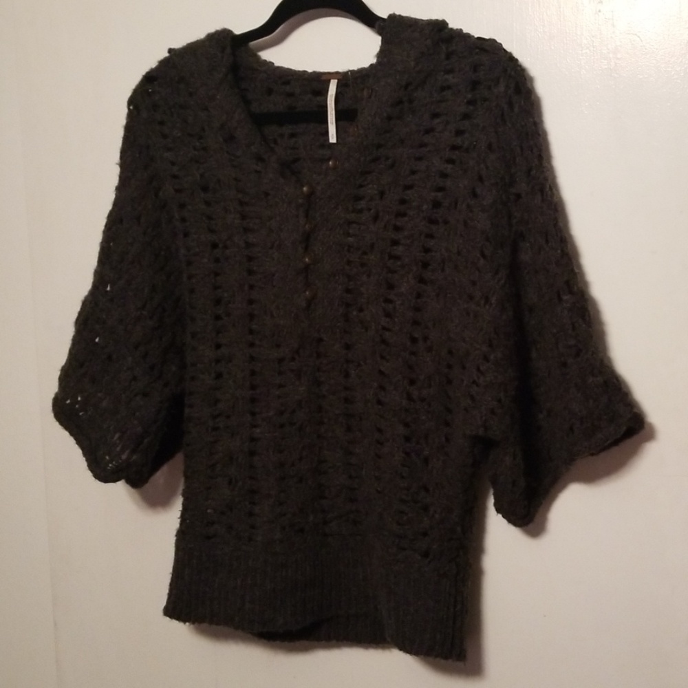 Free people grey knit hooded sweater
